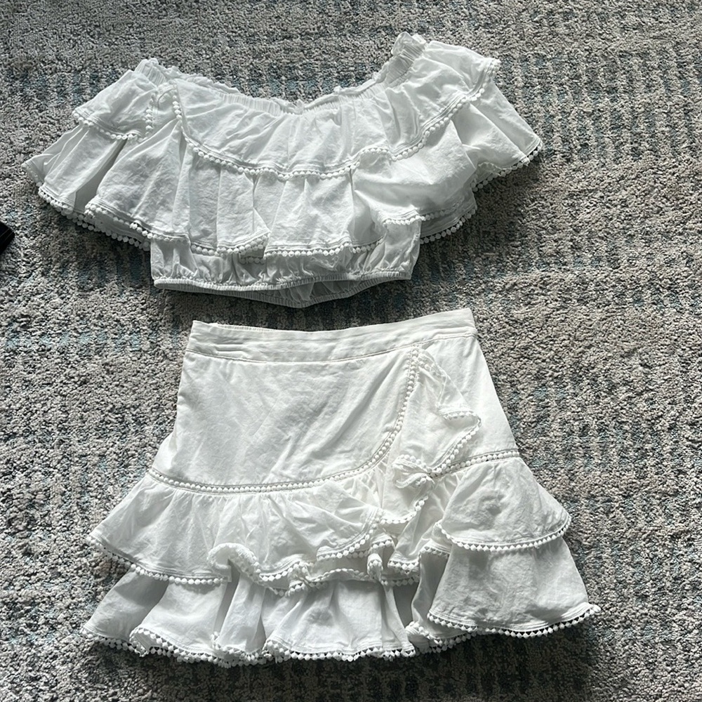 Two piece white set, coquette (Mable) size small